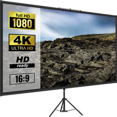 VEVOR 100 Inch Tripod Projector Screen W/ Stand 16:9 4K HD Portable Home Cinema for Indoor & Outdoor Projection
